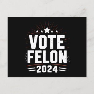 Stimme für Verbrecher Trump 2024 Lustige Wahlstimm Postkarte
