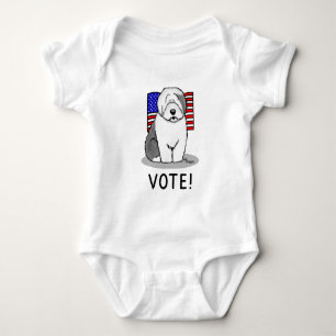 Stimme! Old English Sheepdog Grau 1 Niedliche poli Baby Strampler