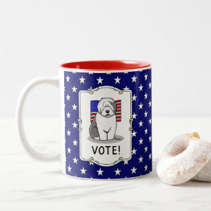 Stimme! Old English Sheepdog Grau 1 Niedliche poli Zweifarbige Tasse