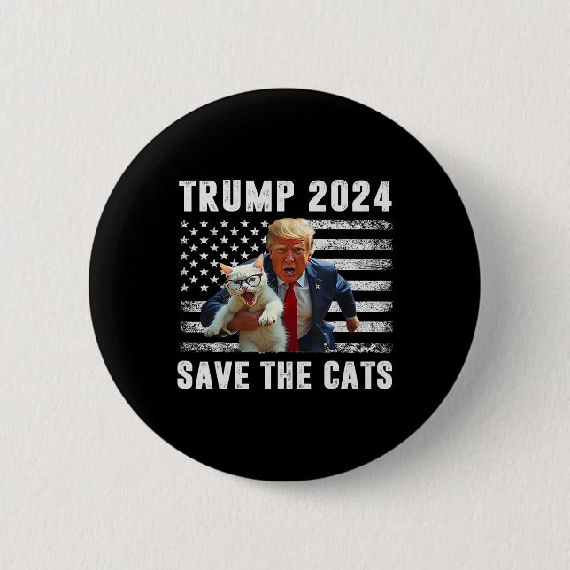 Stimme Trump 2025 Lustig Katzen Retten  Button (Vorderseite)