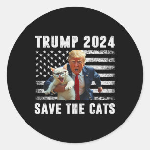 Stimme Trump 2025 Lustig Katzen Retten Runder Aufkleber