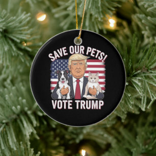 Stimme Trump Rette Unsere Haustiere Katzen Hunde 2 Keramik Ornament