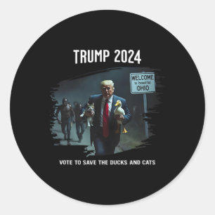 Stimme um die Ente und Katzen zu retten Trump Präs Runder Aufkleber
