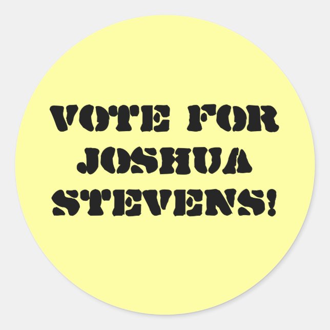 Stimmen Sie für Joshua Stevens! Runder Aufkleber (Vorderseite)