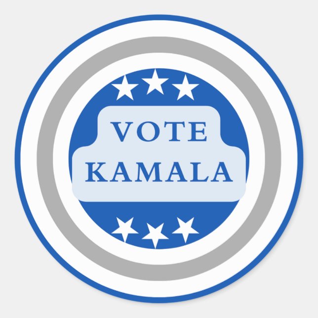 Stimmen Sie Kamala Harris. Blauer Kreis Runder Aufkleber (Vorderseite)