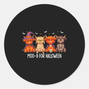 Stimmung für Halloween Spuk Geist Highland Kuh Hal Runder Aufkleber