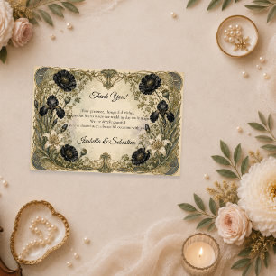 Stimmungsvolle Art Nouveau Botanische Eleganz Hoch Dankeskarte