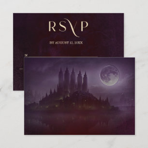 Stimmungsvolle dunkle Romanze Burgunder Samt Hochz RSVP Karte