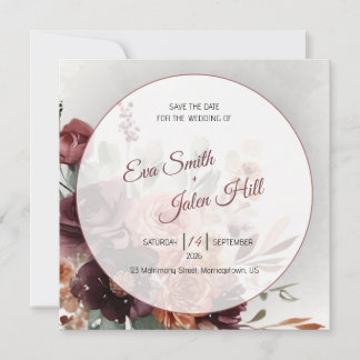 Stimmungsvolle Herbst-Blumen-Save-the-Date-Karte Einladung