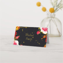 Stimmungsvolle schwarze florale goldene Folien-Hoc