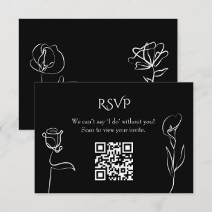 Stimmungsvolle schwarze handgezeichnete florale el RSVP karte