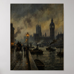 Stimmungsvolles London Big Ben Vintage Stadtlandsc Poster