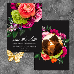 Stimmungsvolles Luxuriöses Florales Lebendiges Ros Save The Date