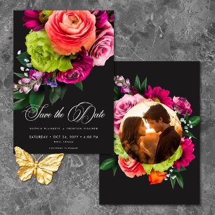 Stimmungsvolles Luxuriöses Florales Lebendiges Ros Save The Date