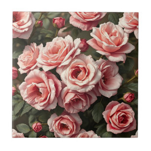 Stimmungsvolles Rosa-Rosengarten-Muster Fliese