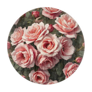 Stimmungsvolles Rosa-Rosengarten-Muster Schneidebrett