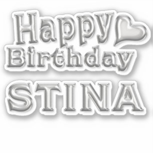Stina Happy Birthday silver Aufkleber Sticker