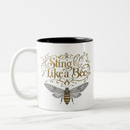 Sting Like A Bee Art Vintage Fairytale Girl Power Zweifarbige Tasse