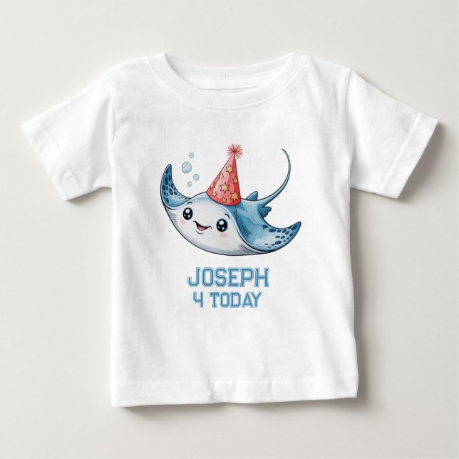 Stingray Birthday Party Danke Baby T-shirt (Vorderseite)