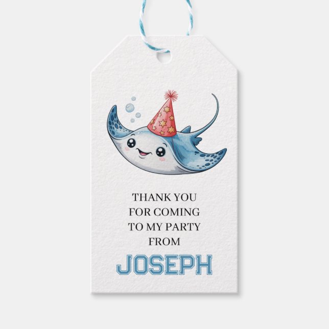 Stingray Birthday Party Geschenkanhänger (Vorderseite)