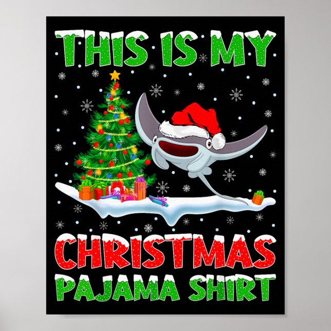 Stingray Fish Xmas Tree Lights This Is My Christma Poster (Vorne)