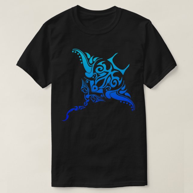 Stingray Hawaiian Tribal Polynesian Tattoo Style V T-Shirt (Design vorne)