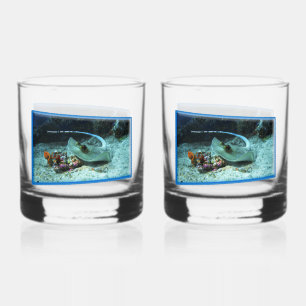 Stingray in motion - fotografisches Design Whiskyglas