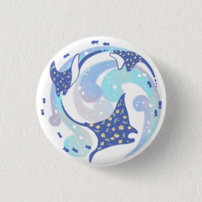 Stingray in Ocean Illustration Button (Vorderseite)