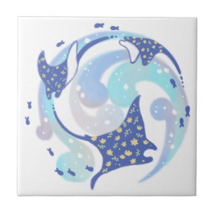 Stingray in Ocean Illustration Fliese