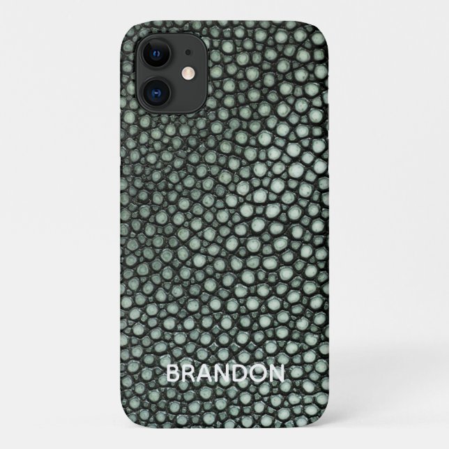 Stingray Skin Green Print Name Personalisiert Case-Mate iPhone Hülle (Rückseite)