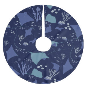 Stingray Underwater Blue Christmas Polyester Weihnachtsbaumdecke