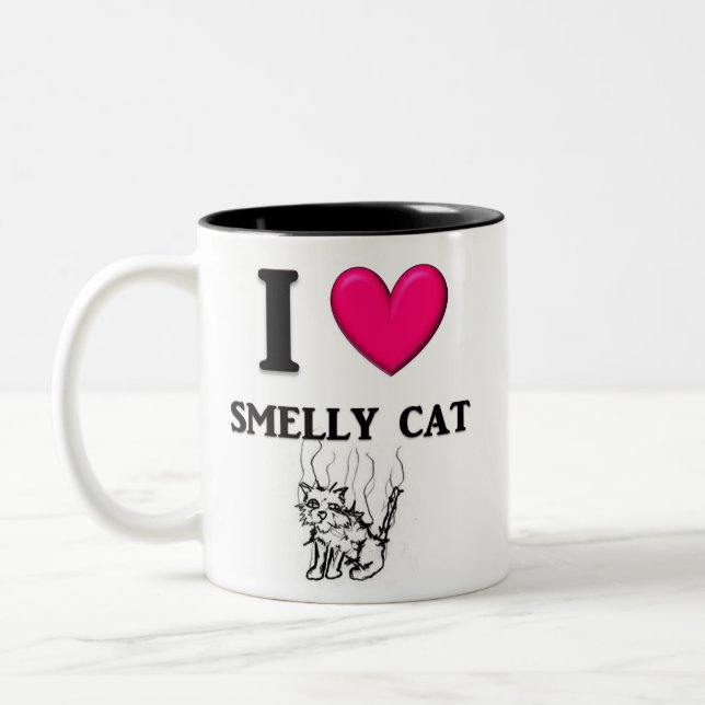 Stinkende Katze "des Herz-I" Zweifarbige Tasse (Links)