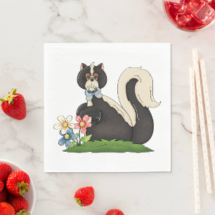 Stinktier mit Blumen Serviette