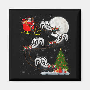 Stinktier Weihnachtsmann Schlitten Fliegend Lustig Magnet