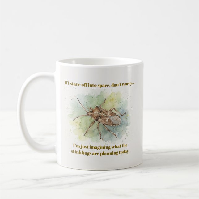 Stinkwanzen-Geschenke Lustige Braune Marmorierte B Kaffeetasse (Links)