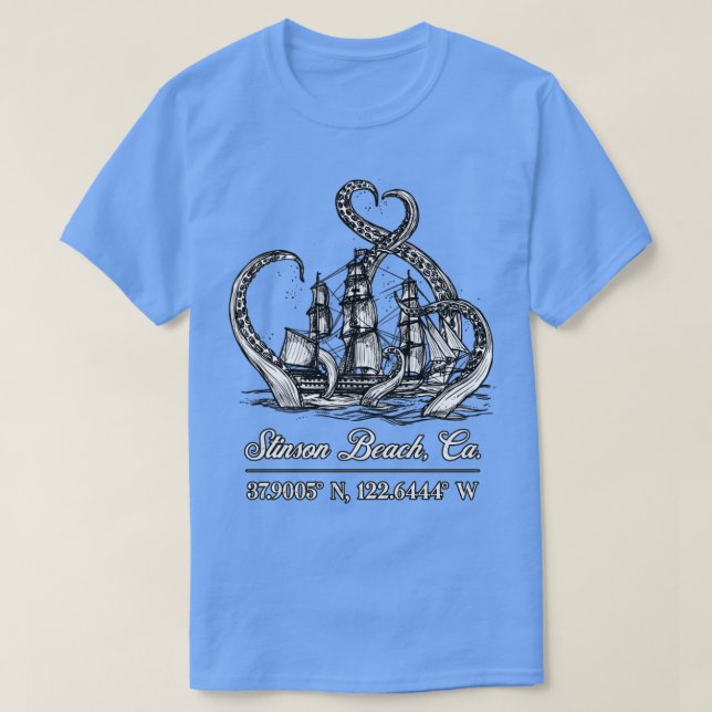 Stinson Beach CA Nautical Coordinators Boat Octopu T-Shirt (Design vorne)
