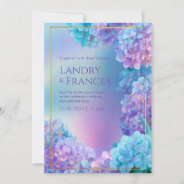 Stippled Lavender Hydrangea Watercolor Gold Frame Einladung