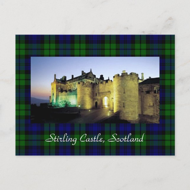 Stirling Castle Illuminated Tartan Border Postkarte (Vorderseite)