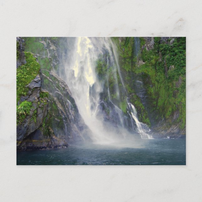 Stirling Falls, Milford Sound, NZ Postcard Postkarte (Vorderseite)