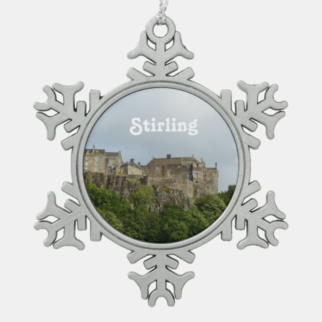 Stirlings-Schloss Schottland Schneeflocken Zinn-Ornament (Vorderseite)