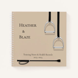 Stirrup Irons & Riding Crop Latte Brown Reittier Notizbuch