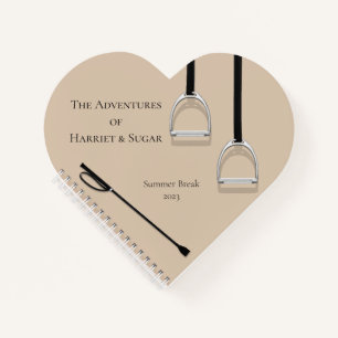 Stirrup Irons & Riding Crop Latte Reiturlaub Herz Notizbuch