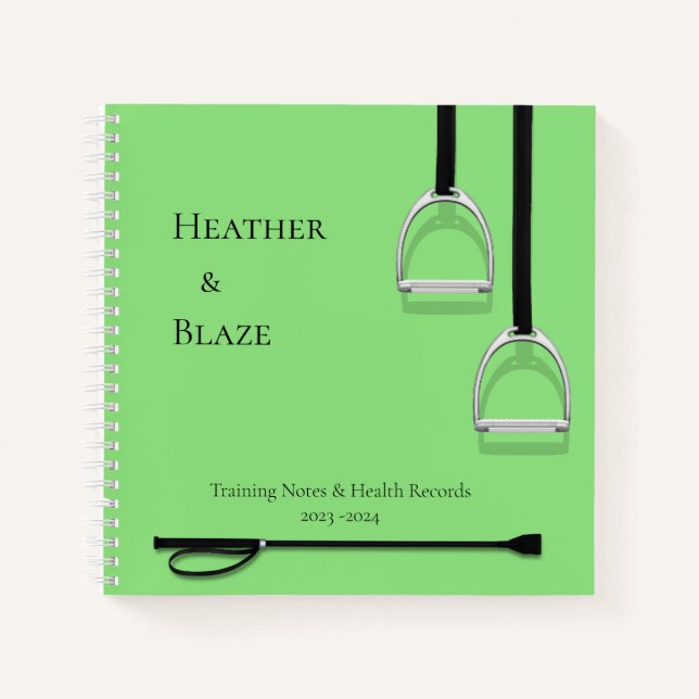 Stirrup Irons & Riding Crop Limon Square Reittiere Notizbuch (Vorderseite)