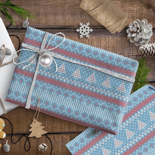 Stitch 10 Weihnachtsbaumen Blue ID208 Geschenkpapier (Von Creator hochgeladen)