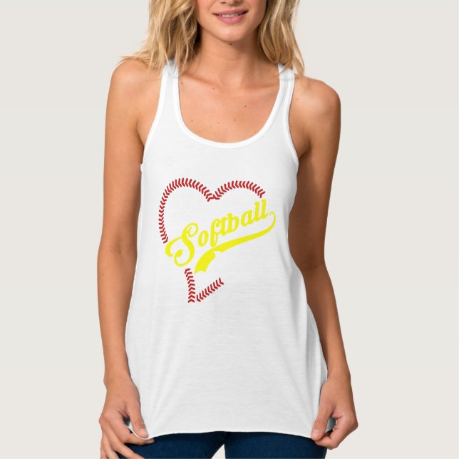 Stitch Heart Softball Mama Personalisiert Black Ta Tank Top (Vorderseite)