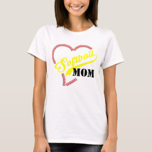 Stitch Heart Softball Mama Personalisiert Weiß TSh T-Shirt