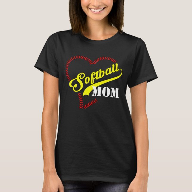 Stitch Herz Softball Mama Personalisierte Frauen S T-Shirt (Vorderseite)