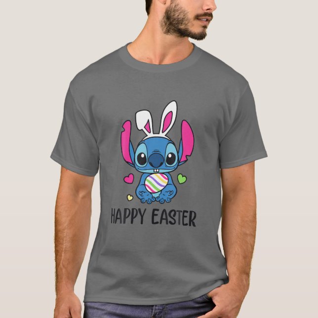 Stitch mit Ostern Bunny Happy Oster T-Shirt (Vorderseite)