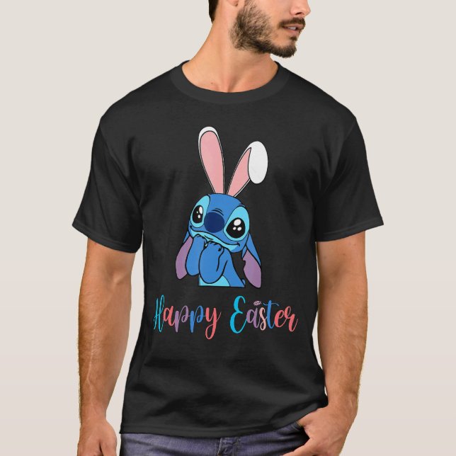 Stitch mit Ostern Bunny Happy Oster T-Shirt (Vorderseite)