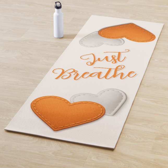 Stitched Bright Orange & Ivory Hearts einfach atme Yogamatte (Beispiel)
